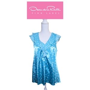 OSCAR DE LA RENTA Pink Label Polka Dot Ruffled Baby Doll/Nightgown